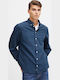 Long-sleeved Cotton Shirt Dark Navy Melange