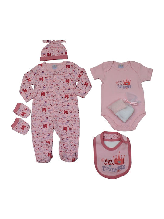 Just Too Cute Baby Bodysuit Set Pink 7pcs