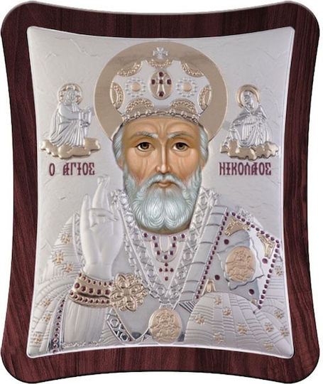 Slevori Εικόνα St. Nikolaus Silber 21x25cm