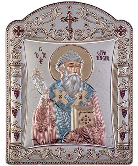 Slevori Εικόνα άγιος Σπυρίδων Ασημένια 29x39εκ.