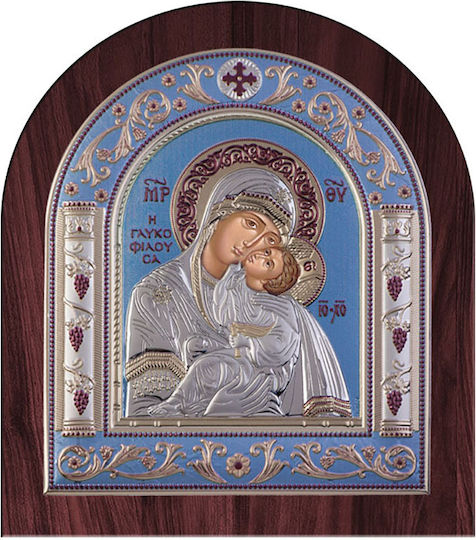 Slevori Heiligenikone Unsere Liebe Frau die Süße der Liebe Silber 12x13,7cm