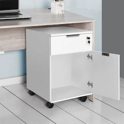 Rio Office Storage Chipboard Drawer with Wheels, Lock & 1 Drawers White L41xW45xH61cm