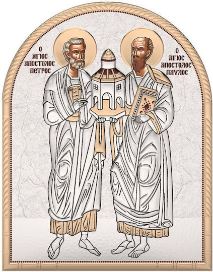 Slevori Εικόνα Heilige Peter und Paul Silber 11.8x14.6cm