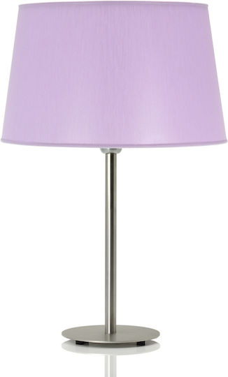 Veis Metal Table Lamp for Socket E27 with Lilac Shade and Silver Base