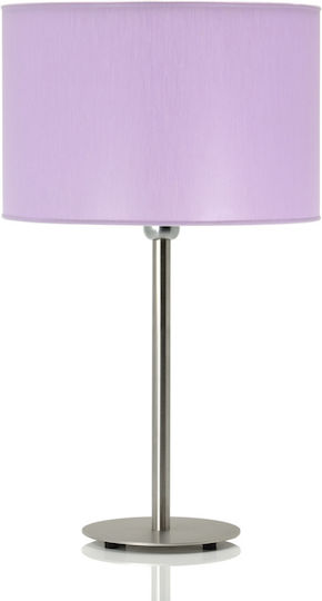 Veis Metal Table Lamp for Socket E27 with Lilac Shade and Silver Base