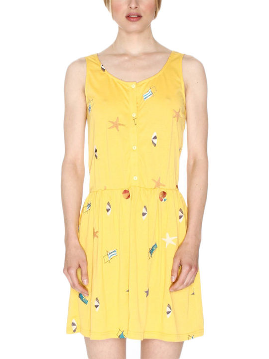 Pepaloves Καλοκαιρινό Mini Σεμιζιέ Φόρεμα Κίτρινο