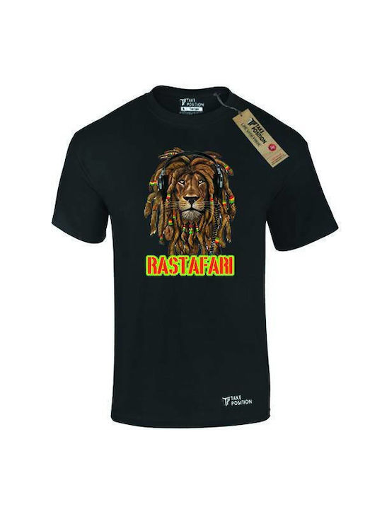 Takeposition Rastafari T-shirt με Στάμπα Μαύρο