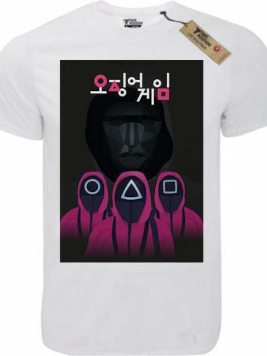 Takeposition Unisex T-cool T-shirt Tintenfisch-Spiel Weiß