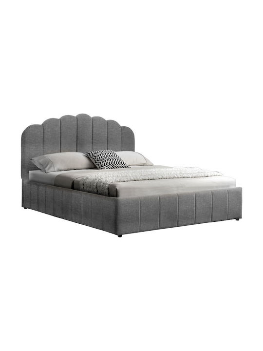 Κρεβάτι Υπέρδιπλο Επενδυμένο με Ύφασμα Ανθρακί με Αποθηκευτικό Χώρο για Στρώμα 160x200cm