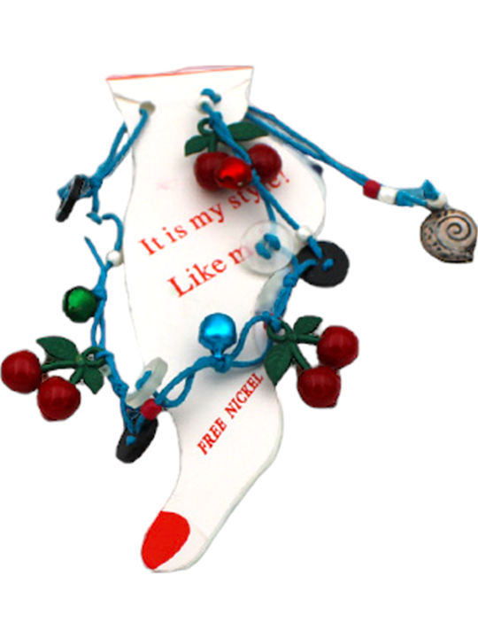 Синя Гривна за Глезен от Въжета Синя 25см
