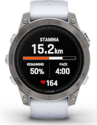 Garmin epix Pro (Gen 2) Sapphire Edition Titanium 47mm Waterproof Smartwatch with Heart Rate Monitor (Whitestone Silicone Band)