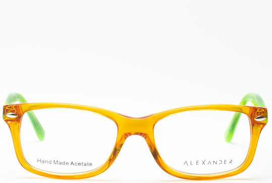 AlexanderGr Kids Acetate Orange Prescription Eyeglass Frame VK741C34716125