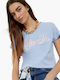 Liu Jo Τοπ Women's Blouse Cotton with Straps & V Neck Polka Dot Blue