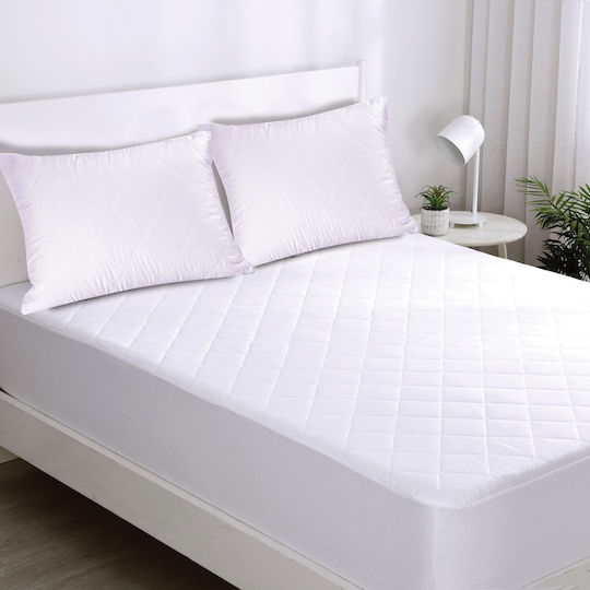 Makis Tselios Home Schutzauflage King Size mit Gummibändern Weiß 180x200+30cm