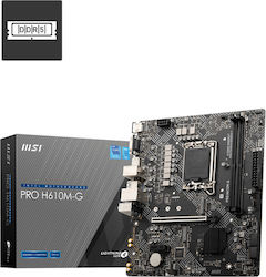 MSI Pro H610M-G Mainboard Micro ATX mit Intel 1700 Sockel