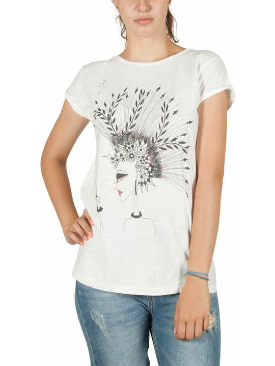 Anjavy Women's T-shirt Floral White