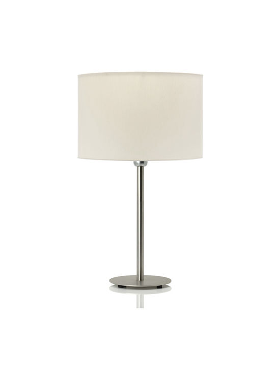 Veis Metal Table Lamp for Socket E27 with White Shade and Silver Base