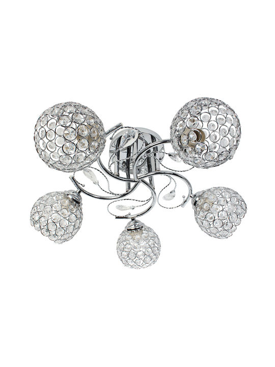 Globobox Ceiling Mount Light with Socket E27 with Crystals in Silver color 50pcs