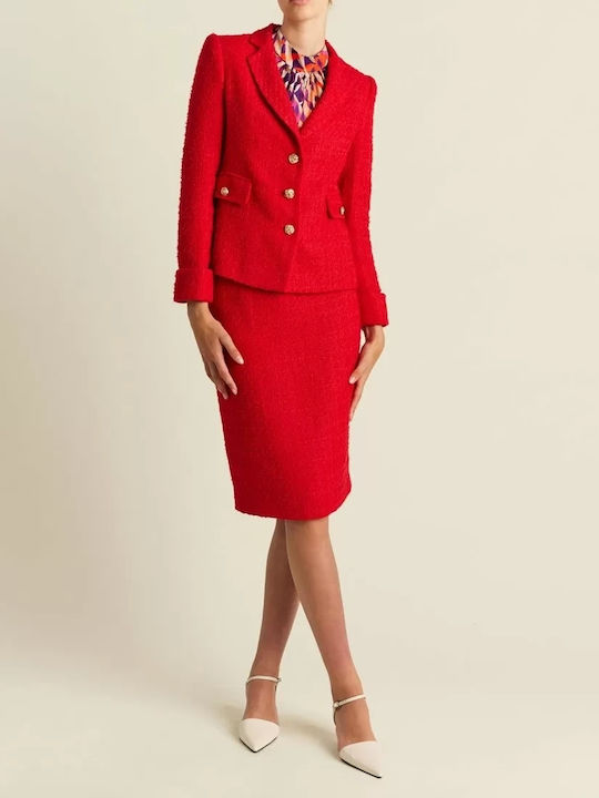 Pencil High-waisted Skirt Red