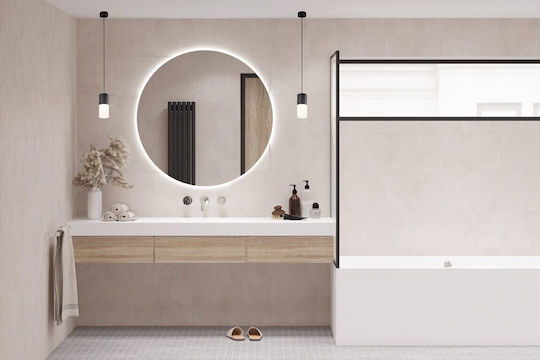Mirrors & More Στρογγυλός Καθρέπτης Μπάνιου Led 100x100cm Λευκός