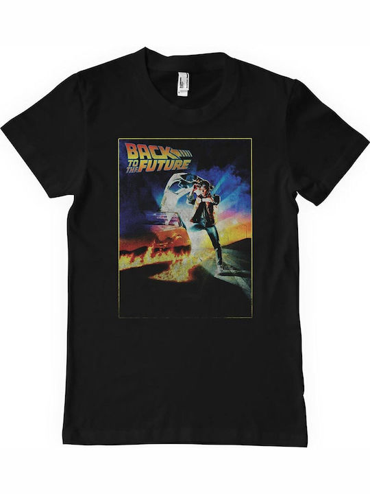 Paperinos Back To The Future Vintage Poster T-shirt Black Cotton