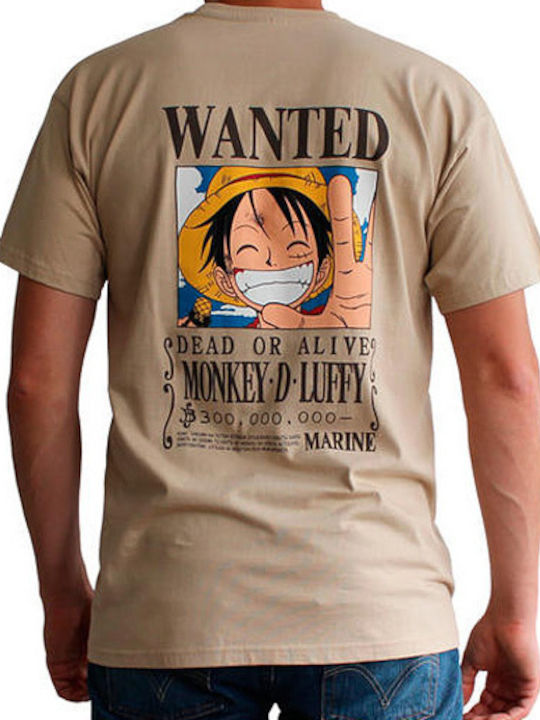Abysse Wanted Luffy T-shirt One Piece Beige Cotton