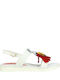 Leather Women's Flat Sandals in White Color