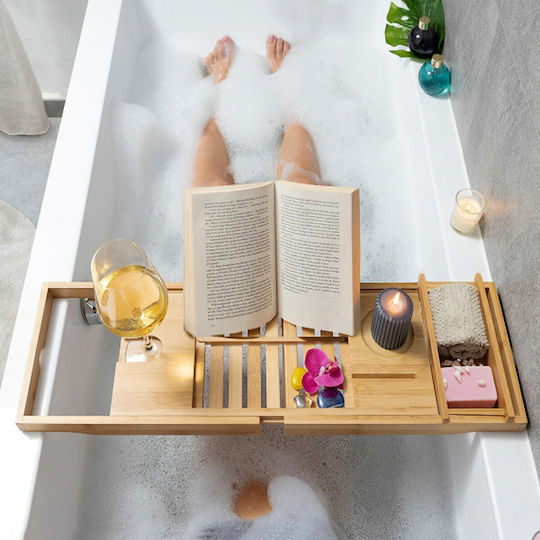 InnovaGoods Trayth Floor Bathroom Shelf Bamboo 104x22x4cm Gray