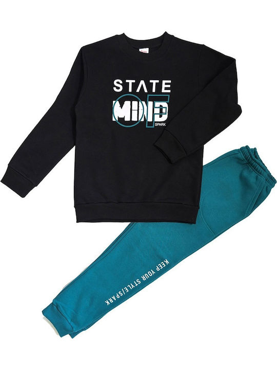 Kinder Sweatpants Set - Jogginganzug Black / Petrol 2Stück