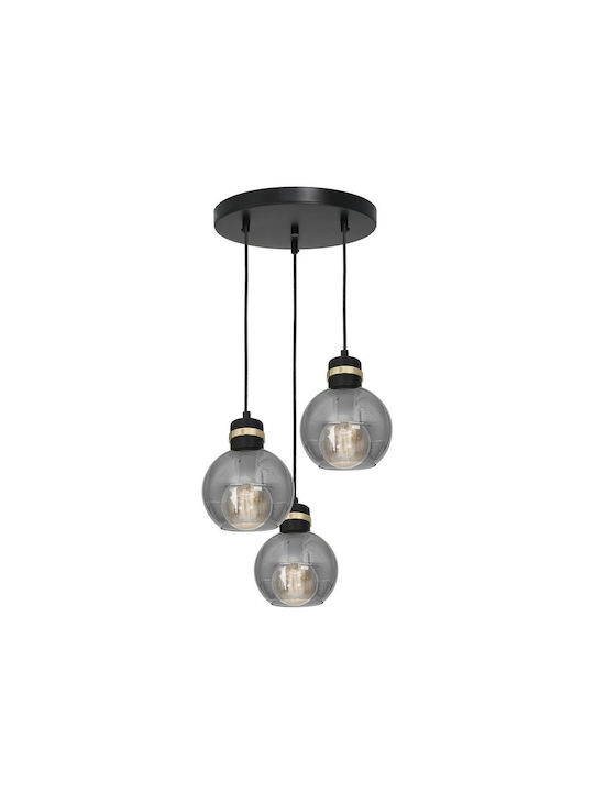 Milagro Omega Pendant Light Three-Light for Socket E27 Black