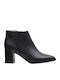 Leather Women's Ankle Boots with Medium Heel Black
