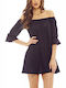 Ax Paris Mini Dress Knitted with Ruffle Black