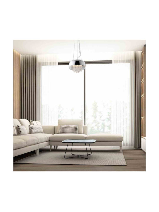 Eko Light Luna Ρυθμιζόμενο Κρεμαστό Φωτιστικό Ασημί με Ντουί E14