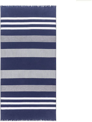 Tommy Hilfiger Breton Beach Towel Pareo Cotton Blue with Fringes 170x90cm. 9505080