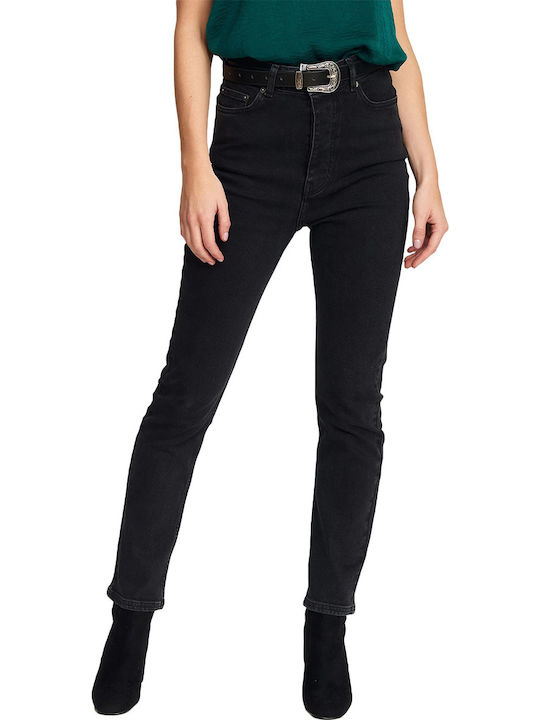 Rut & Circle High Waist Women's Jean Trousers in Slim Fit Black
