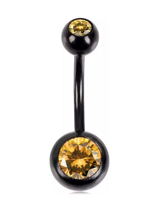 Amalfi Accessories Bauchnabel Piercing aus Stahl Schwarz / Gelb