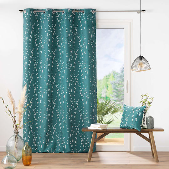 Douceur d'Intérieur L-c Sakura Mit Grommets Petrol Blau 140x280cm