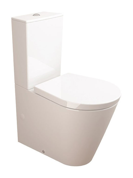 Sanitana Glam Stehende Toilette mit Spülung mit Deckel Sanftes Schließen Weiße