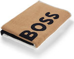 Hugo Boss Fashion Πετσέτα Θαλάσσης Βαμβακερή Μπεζ