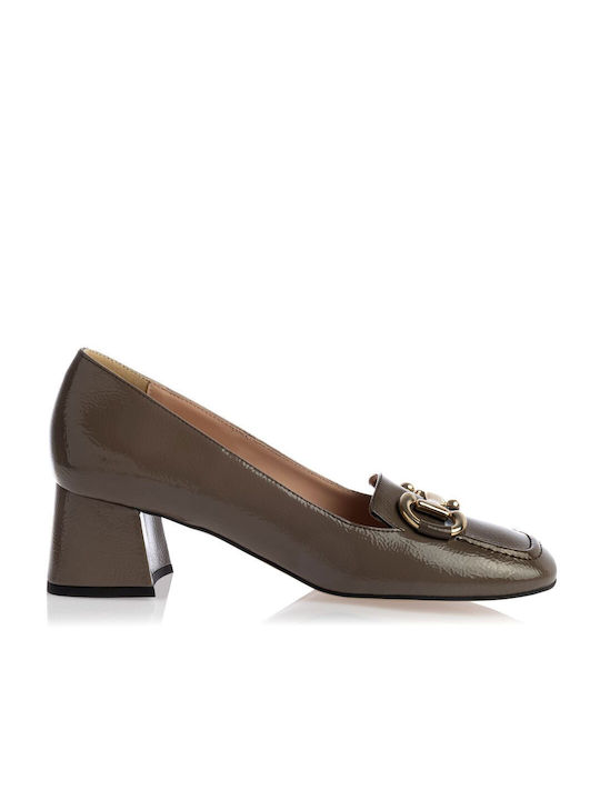 Sante Patent Leather Brown Medium Heels