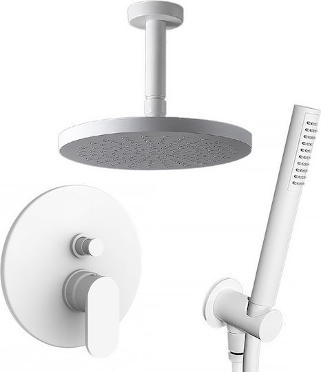 Armando Vicario Slim Built-in Mixer, Hand Shower & Shower Head Set for Shower White