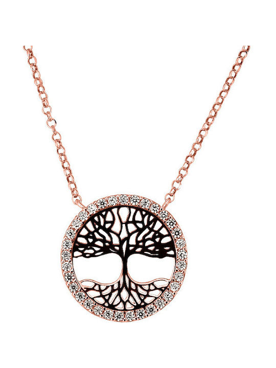 JewelStories Necklace Tree from Rose Gold Plated Silver with Zircon