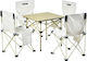 Folding Aluminum Table Set for Camping Folding 70x40x40cm Beige 5 Pieces