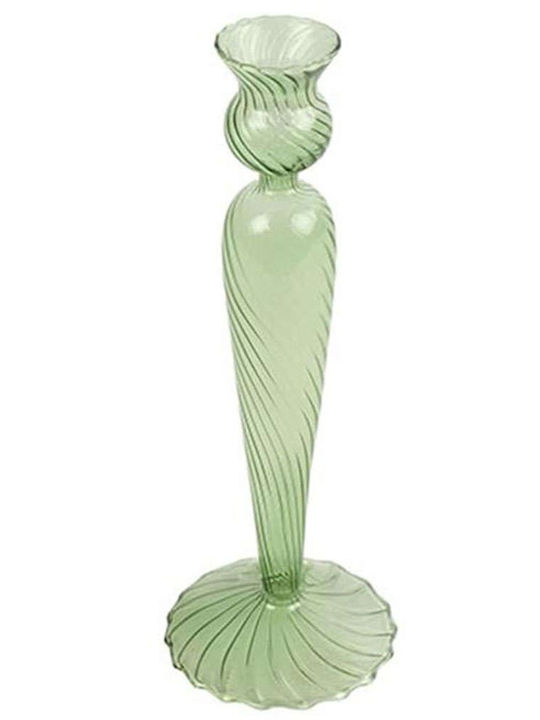 Atmosphera Perlita Glass Candle Holder in Green Colour 8.5x23x23cm