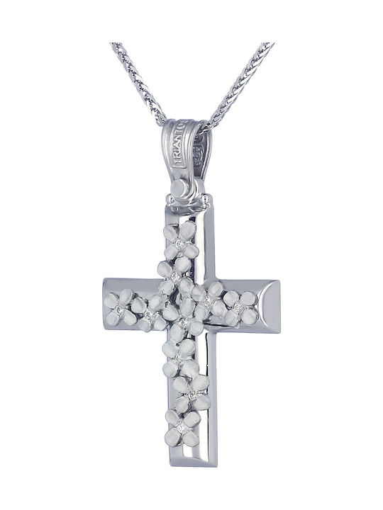 Triantos Damen Weißgold Kreuz 14K