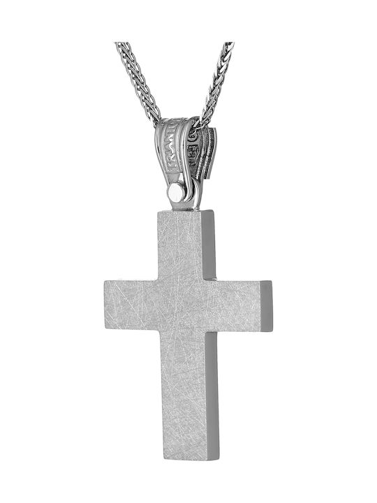 Triantos Men's White Gold Cross 14K