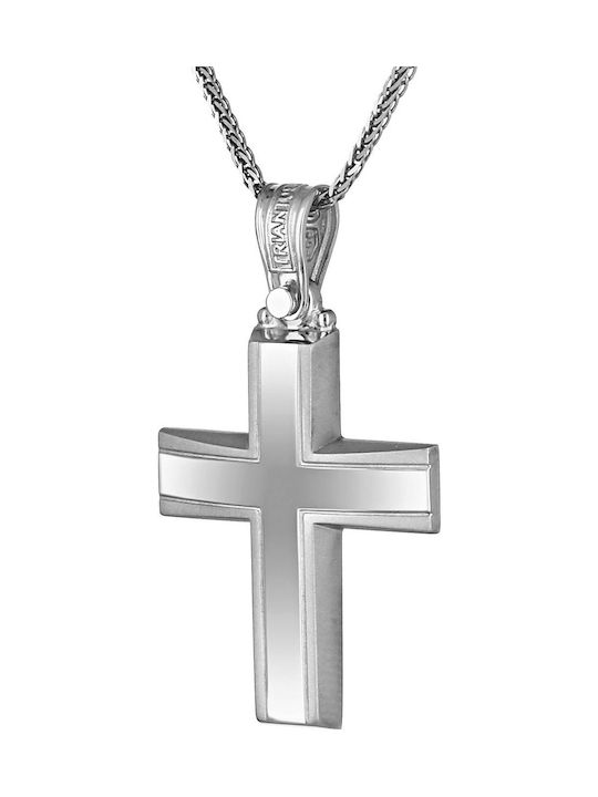 Triantos Men's White Gold Cross 14K