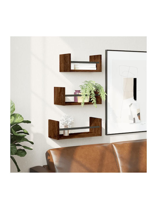 Shelves Wall Brown 3pcs 40x16x14cm