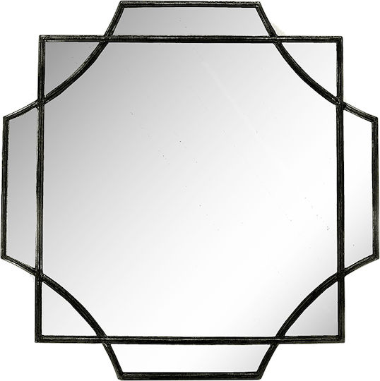 Zaros Oglindă De Perete Cu Cadru Metalic Negru 80x80cm