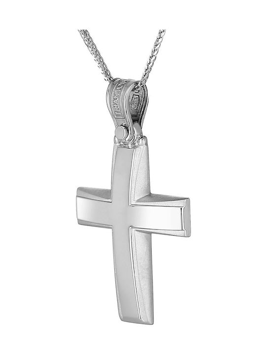 Triantos Men's White Gold Cross 14K